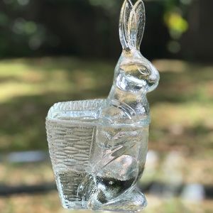 Vintage Glass Bunny Rabbit Candy Dish With Lid Collectible Keepsake